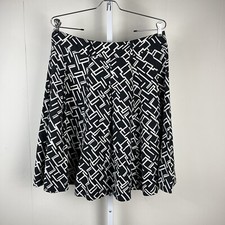 Falda Midi Sherry Taylor Negra Blanca Geométrica Lino Mezcla Rayón Talla Grande