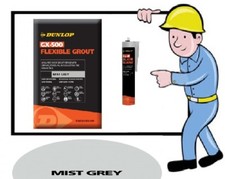 Dunlop Flexible Floor & Wall Tile Grout Silicone Sealants Mist Grey 2.5kg
