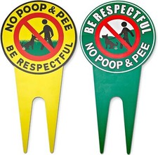 No Pooping Dog Signs For Yard,2 Piece Aluminum 12 x 6 in, Mutlcolor