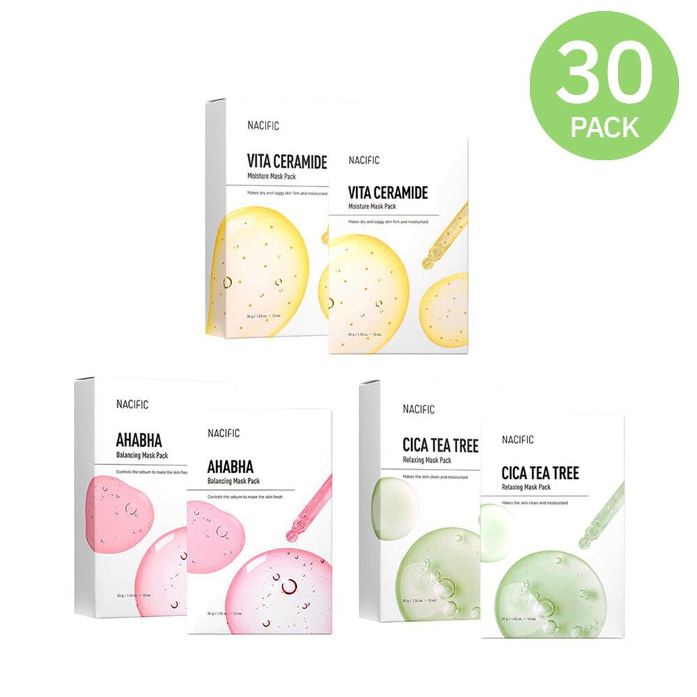 Маска для лица Nacific Premium Skincare, 30 листов (АХАБХА, Вита Керамид, Чайное дерево)