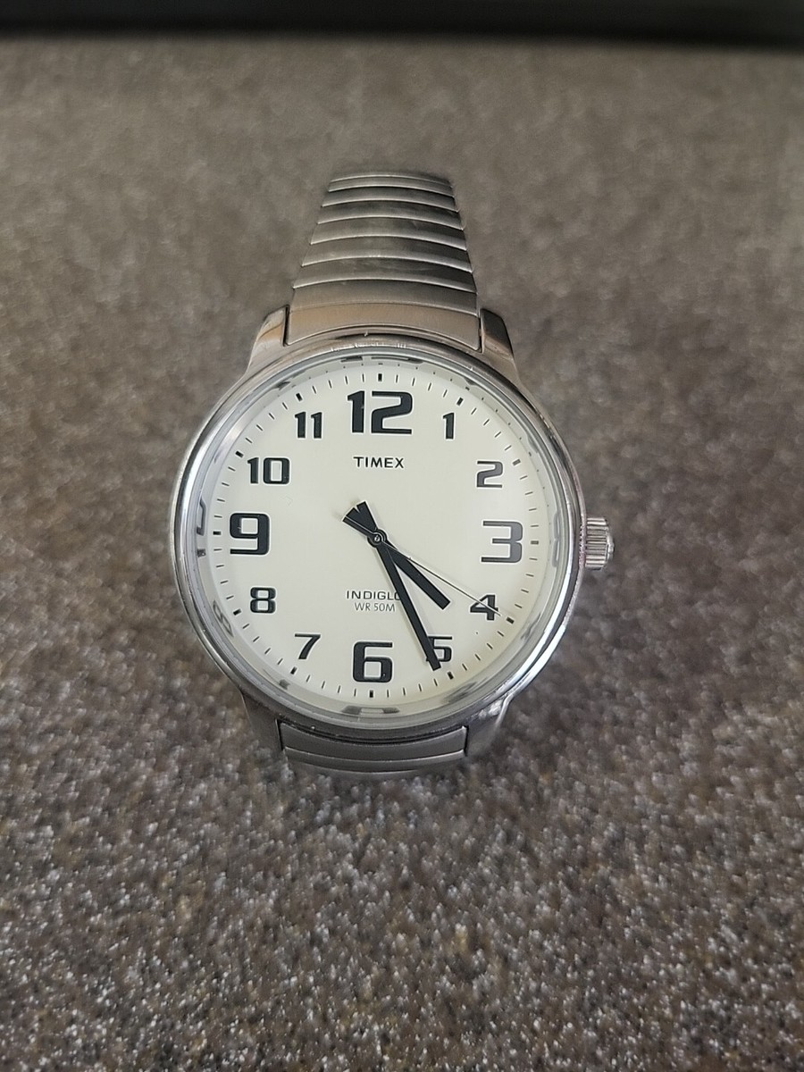 Timex Indiglo Wr 50m Cr2016 Cell Price TIMEX Men's Silver Tone