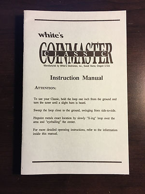 Operators Manual For Whites Coinmaster Classic Metal Detector
