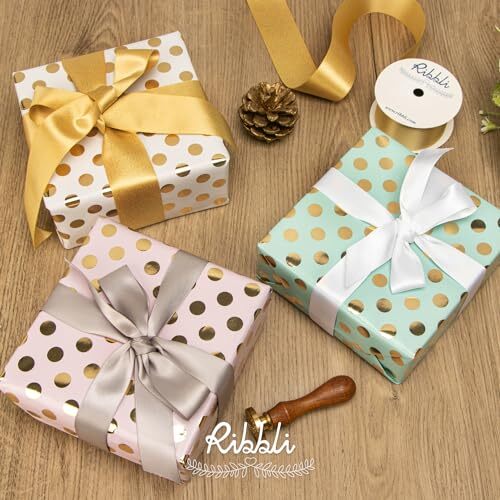 Birthday Wrapping Paper Polka Dots Gift Wrap for Baby Shower Roll, 3 Rolls - Picture 6 of 7