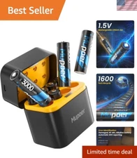 Long Lasting 1.5V Lithium AA Batteries with Integrated Charging Box - 8 Count