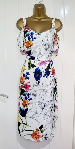 SOON size 18 NEW white multicoloured floral cold shoulder summer shift dress