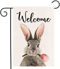 Easter Bunny Garden Flag 12X18 Inch Double Sided for Outside Small Yard Flag