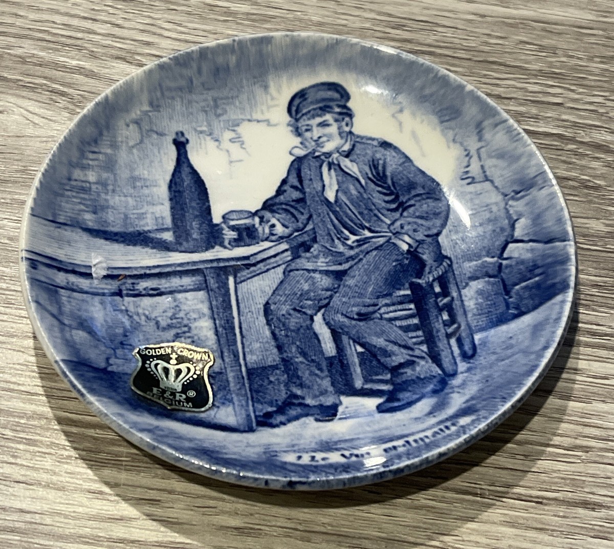 Boch Delfts Blue Mini Plate Le Vin Ordinaire Made for Royal Sphinx