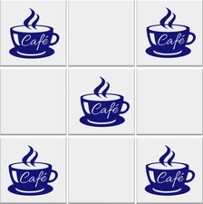 Kitchen Tile Stickers Vinyl Decal Wall Transfers COFFEE CUPS Cafe Decals 2 SIZES