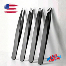 4 PCS Stainless Steel Tweezers Splinter Set Precision Tweezers for Ingrown Hair 