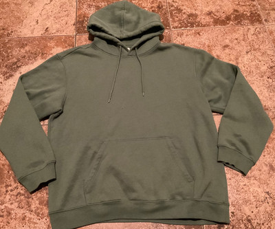 HM ESSENTIALS NO. 3 RELAXED FIT FLEECE HOODIE ( MENS L ) GREEN TONE