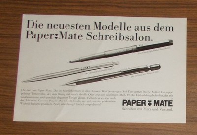 Seltene Werbung PAPER MATE PRECISE ROLLER Tintenkugelschreiber MARK V 1985