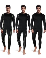 Men’s Thermal Underwear Set 3pcs Fleece Lined Winter Base Layer Top Bottom XL