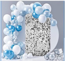 12 Pcs Silver Shimmer Wall Backdrop Panels Square Sequin Party Decoration 3x4 Ft