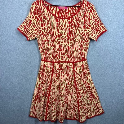 Catherine Catherine Malandrino Dress Womens Medium Red Animal Print Knit EUC