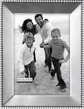 Malden International Designs Marquee Bead Satin Nickel Picture Photo Frame 5x7"