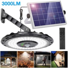 3000LM Motion Sensor Dimmable Solar Shed Light Waterproof Outdoor Pendant Lamp