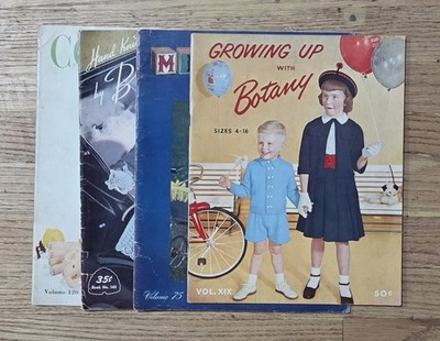 (4) Vintage Baby Child Knit Pattern Book Lot Botany, Minerva, Beehive, Columbia