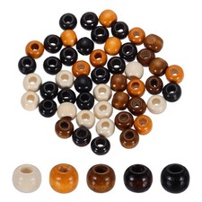 50 Pcs Natural Wooden Beads for Crafts, 5 Colors 9 x 10mm, 4mm Hole 