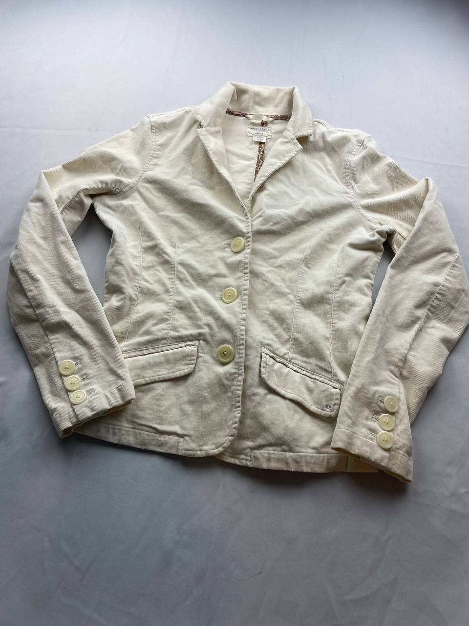 American Eagle Outfitters Blazer Jacket Womens Medium Cream Corduroy Stretch Y2K