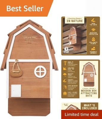 Big Bat Box - Bat Barn Junior 2 Chamber, Compact Bat House for Outside - Arti...