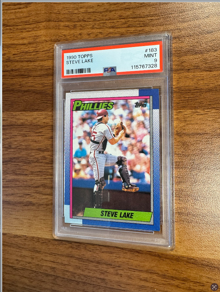 1990 topps steve lake #183 PSA 9 phillies