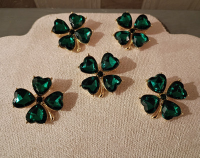 St. Patrick's Day Green Lucky 4-Leaf Clover Brooch