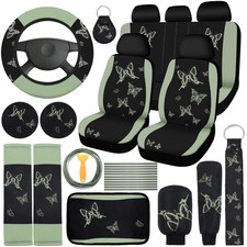 Butterfly Car Seat Cover Full Set 2 Pcs Green Black Bbto Accessories Women Rear