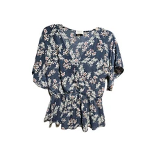 sienna sky top Blouse  Women's  M Blue Floral
