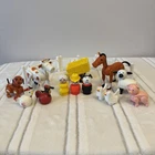 Vintage 1986 Fisher Price Family Play Farm Animals Farmer Wagon Horse Cow Pig