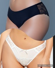 Cheeky Cut Style Lace Mesh Panties Briefs NWT 2 Women's Size XL Black White