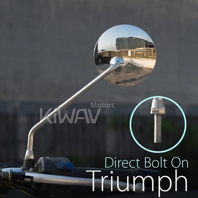 KiWAV rétroviseurs Stan chromé rond 5/16" pour Triumph T100 Thruxton - Photo 1/4