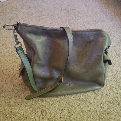 Coach Pennie Hobo Shoulder Handbag OliveGreen Pebbled Leather Zip Crossbody 6152
