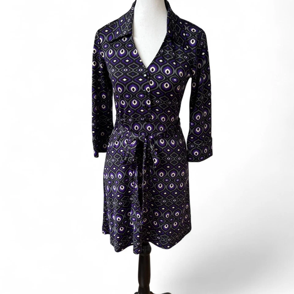 Y2K. VTG. A.P.N.Y RETRO ALL OVER PRINT GRAPHIC DRESS SMALL. - Image 2 of 4