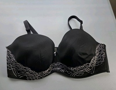 Cacique Boost Multi-Way Bra Size 46DD Black White Lace Underwire Push-Up 