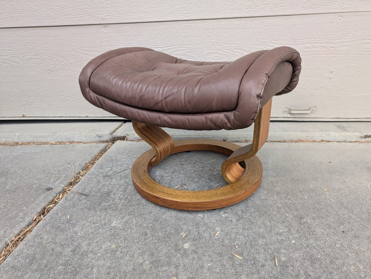 Vintage Ekornes Stressless Royal Brown Leather Lounge Arm Chair +