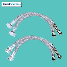 Flexible MonoBloc Tap Connectors (Pair) 10mm or 12mm x 15mm or 1/2" x 300/500mm
