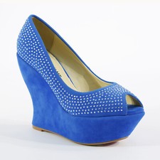 WOMEN LADIES WEDGE HIGH HEEL WEDDING BRIDAL PARTY PROM PEEP TOE SHOES SIZE 3-8