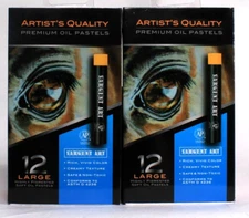 2 Artist Quality Premium Oil Pastels 12 Large Highly Pigmented soft Oil Pastels 