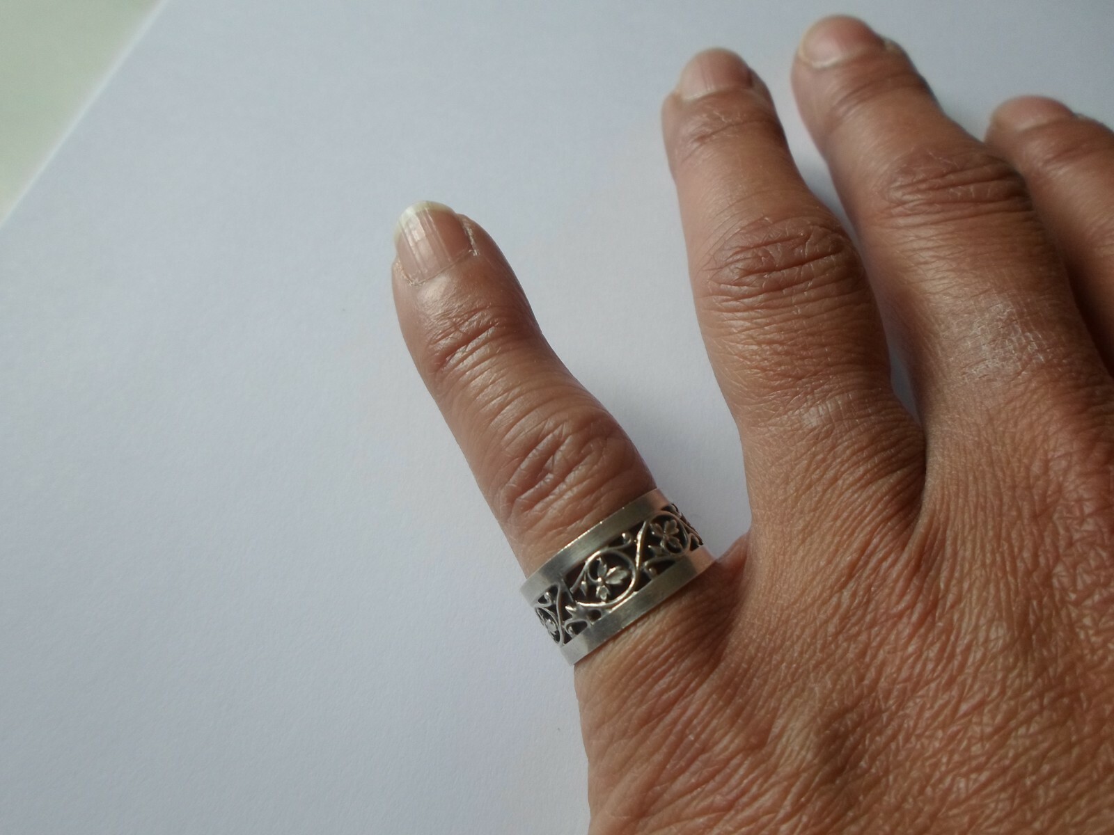 solid silver ring, full openwork tower, vine leav… - image 3