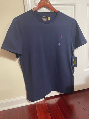 New POLO RALPH LAUREN Men's Custom Slim Fit Soft Cotton Navy T-Shirt Size L