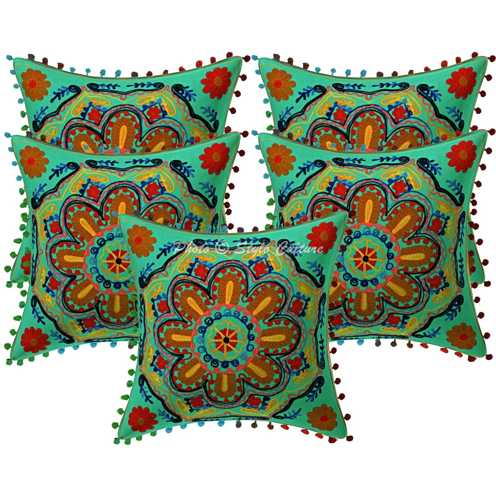 Handwoven Home Decor Cushion Boho Suzani Throw Pillow Cover Case Meditation