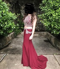 Rachel Allan 2 Piece Maroon Prom Dress