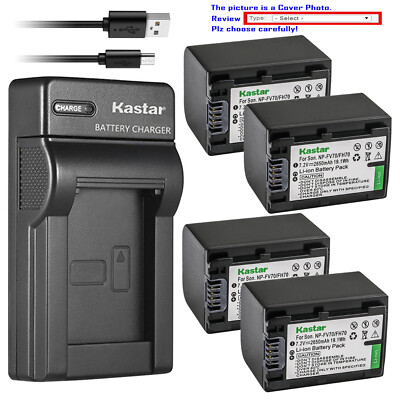 Kastar Battery Slim Charger for Sony NP-FH70 & DCR-DVD905 DCR-DVD908 DCR-DVD910