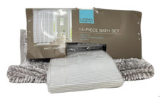 Urban Habitat Brett 2-Pc. Stripe Shower Curtain  Chenille Bath Rug Set - Gray