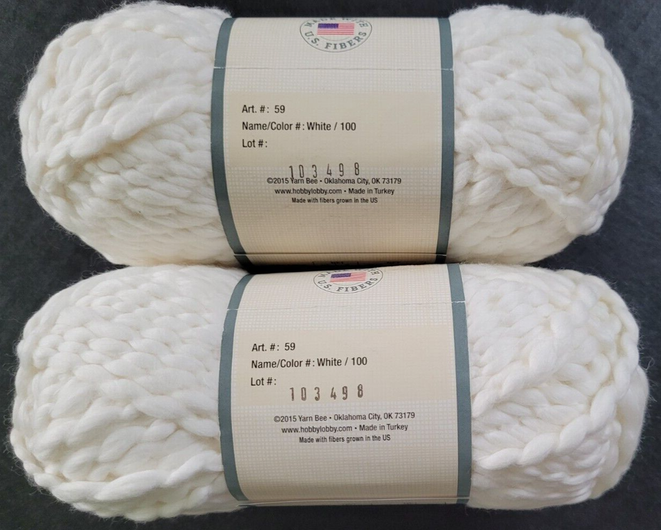 Yarn Bee Cotton XXL Yarn 100 White 100 Cotton 2 New Skeins eBay