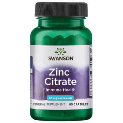 Swanson Zinc (Citrate) Immune Health  30 mg 60 Capsules