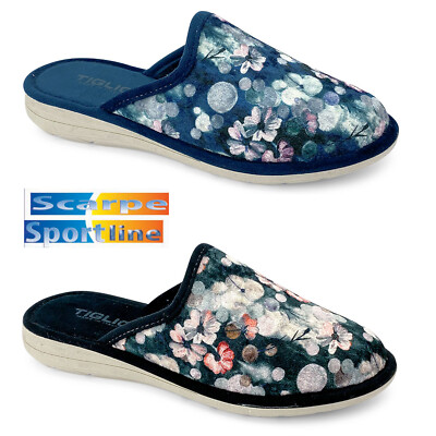 TIGLIO 2598 SCHWARZ BLAU HAUSSCHUHE SLIPPER DAMEN WINTER MADE IN ITALY