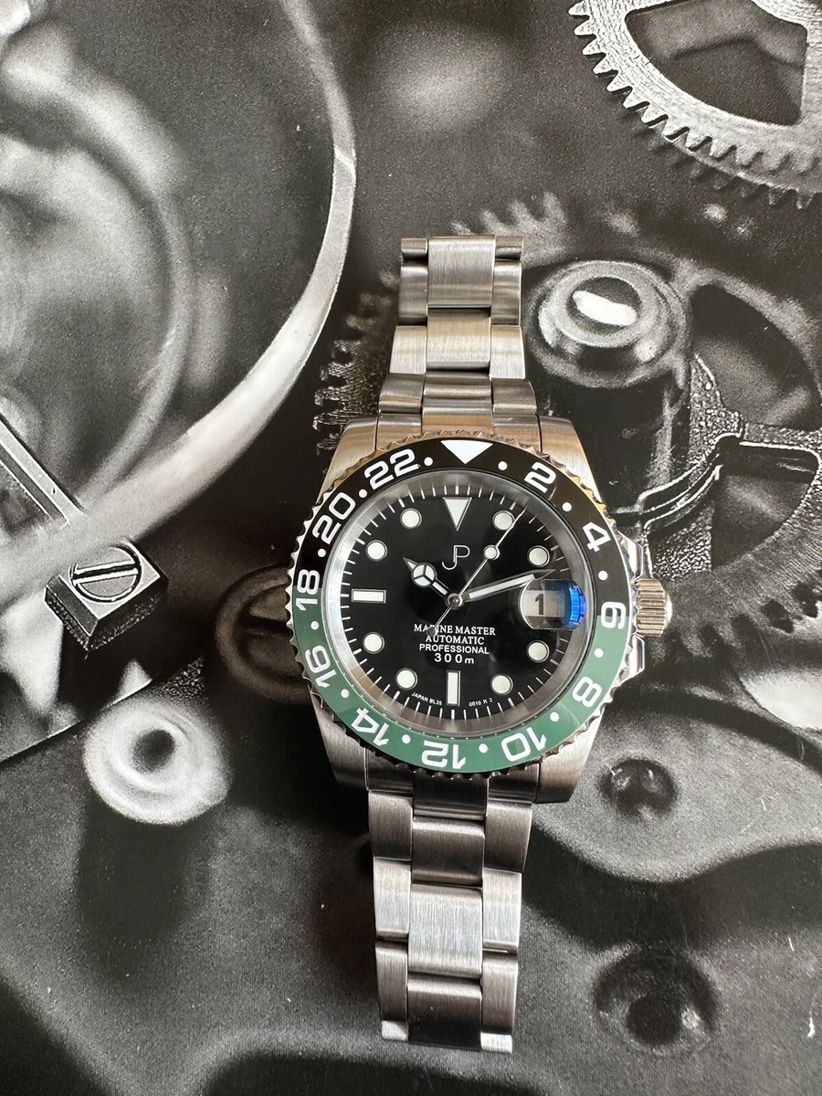 seiko nh35 JP custom watch 40mm sapphire automatic watch Black green Ceramic