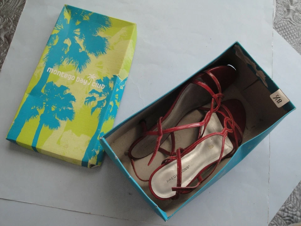 Sandalias de tacón rojo Predictions para mujer con correa en el tobillo punta abierta talla 8,5 Foto 2 de 4