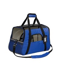 AIRLINE APPROVED PET CARRIER WITH FLEECE BOLSTER ROYAL BLUE FOR SMALL PETS NEW
